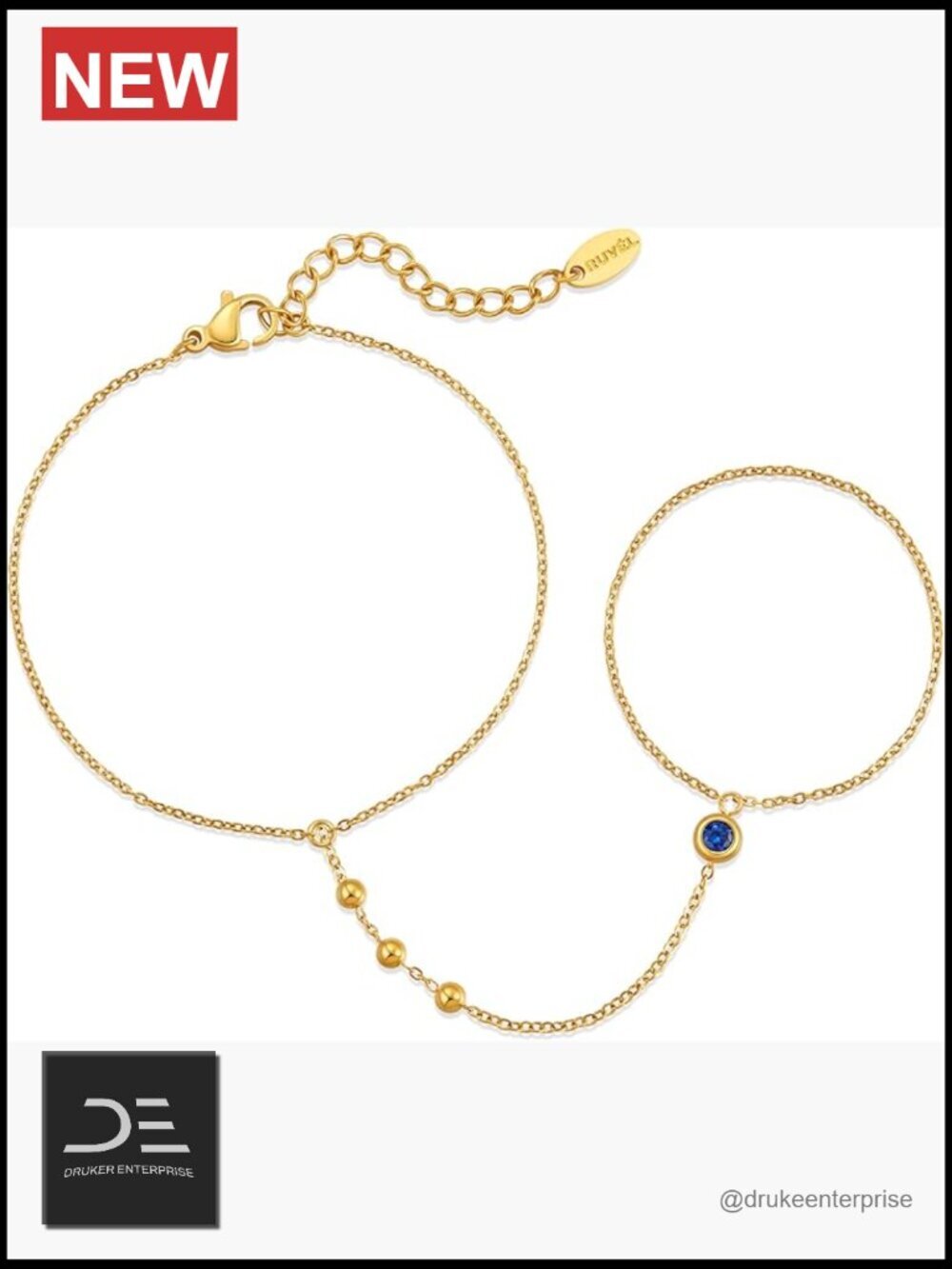 18K PVD Gold Plated Adjustable Hand Chain Bracelet Link Bracelet
